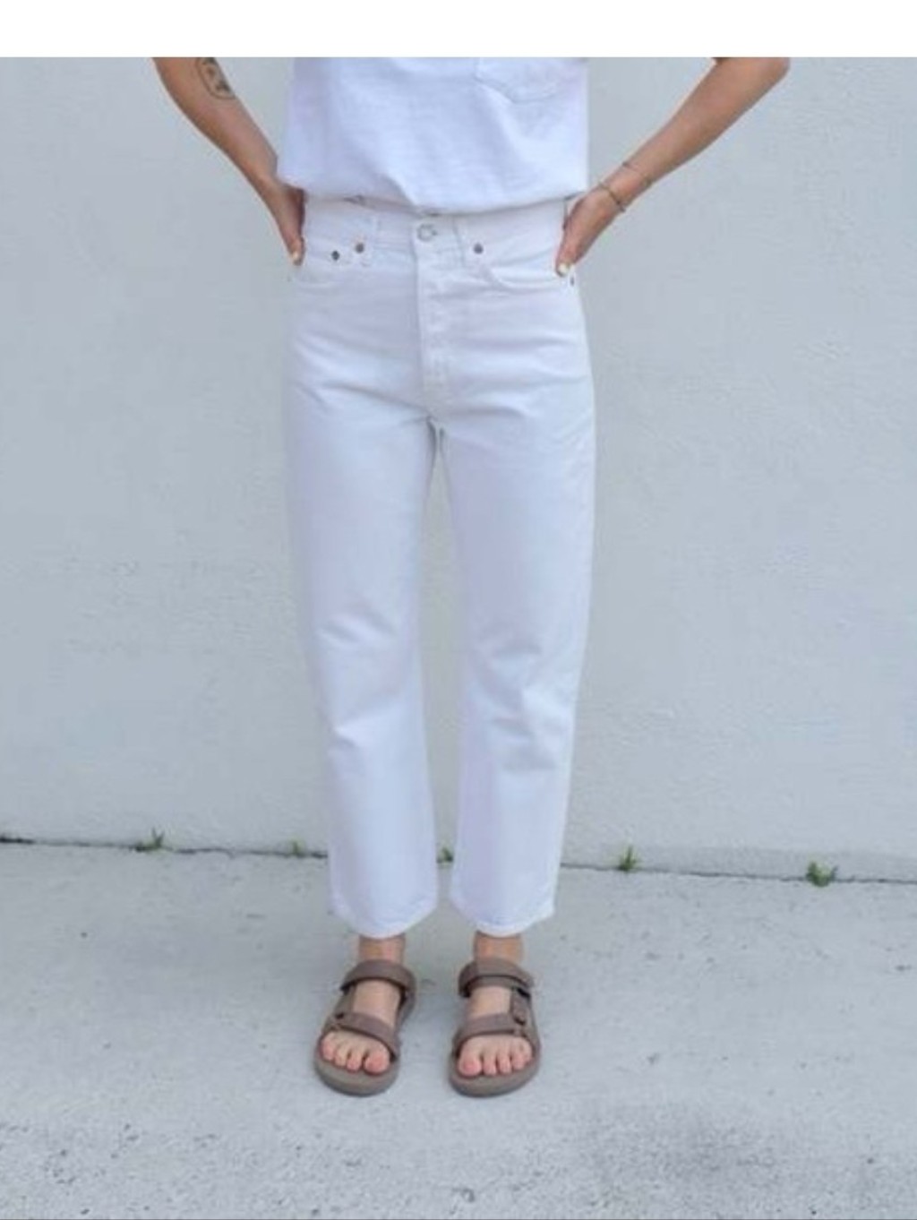 90s Crop High-Waist White Women’s Jeans